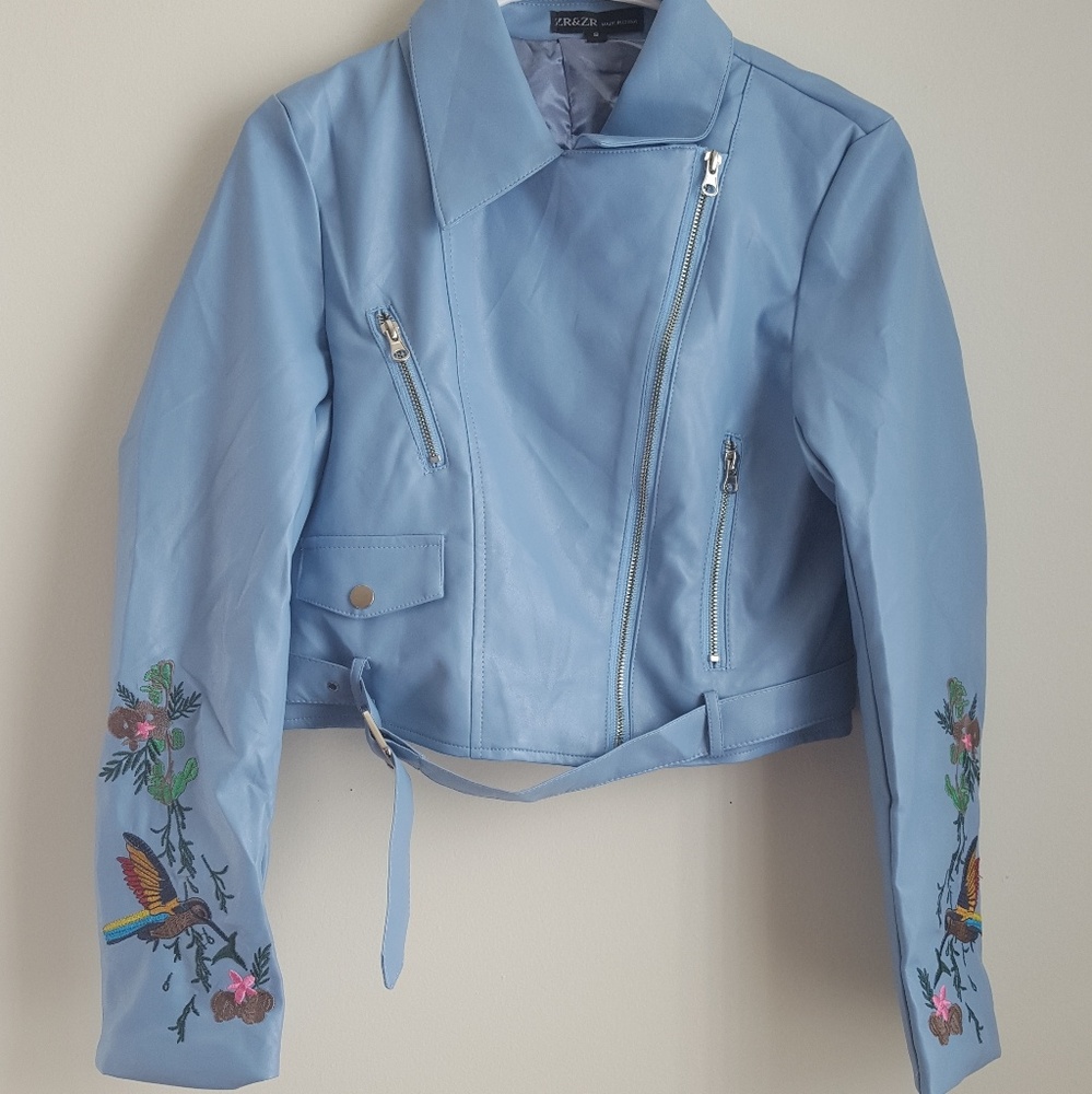ZR&ZR Pu Leather Crop Jacket